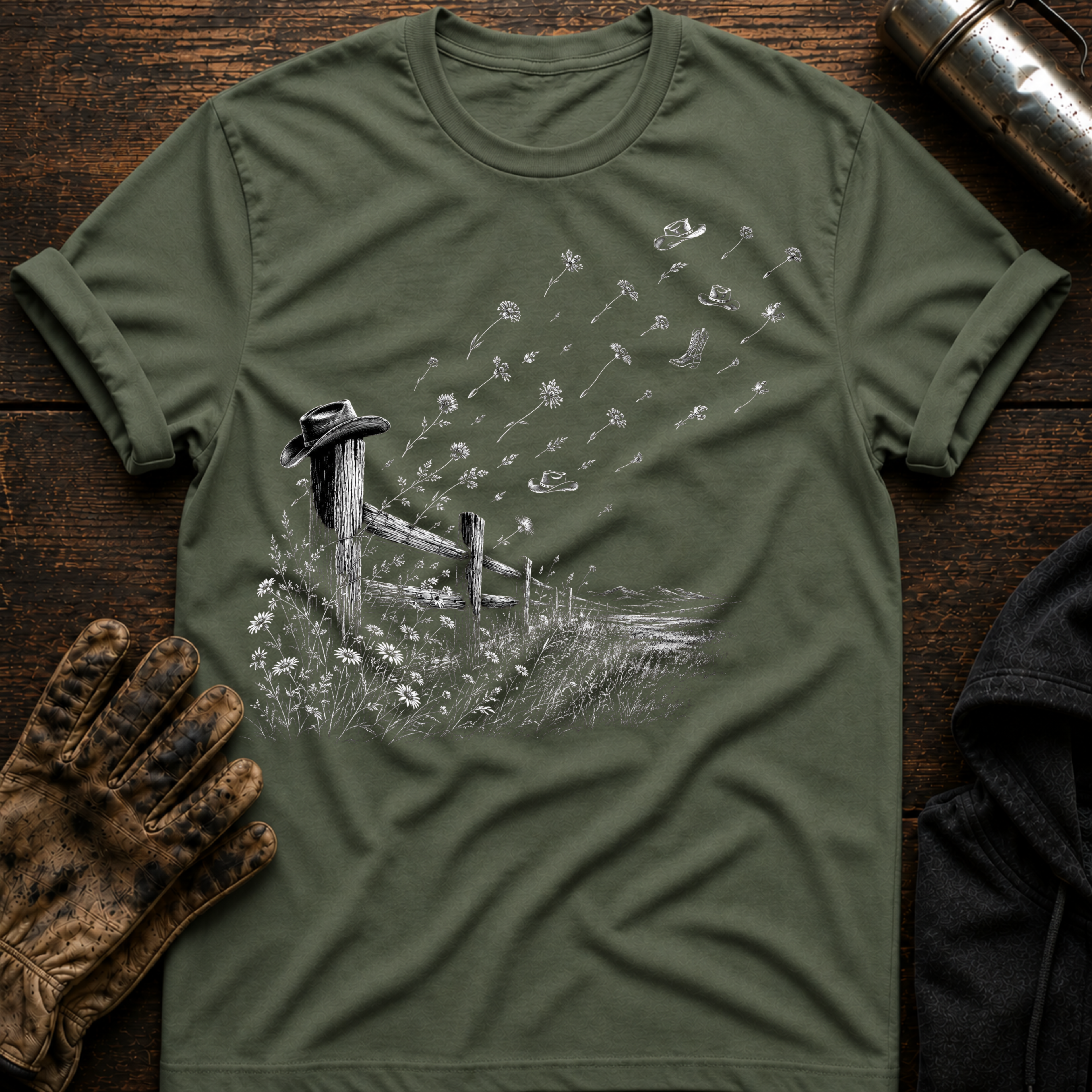 Wooden Fence Flowers T-Shirt