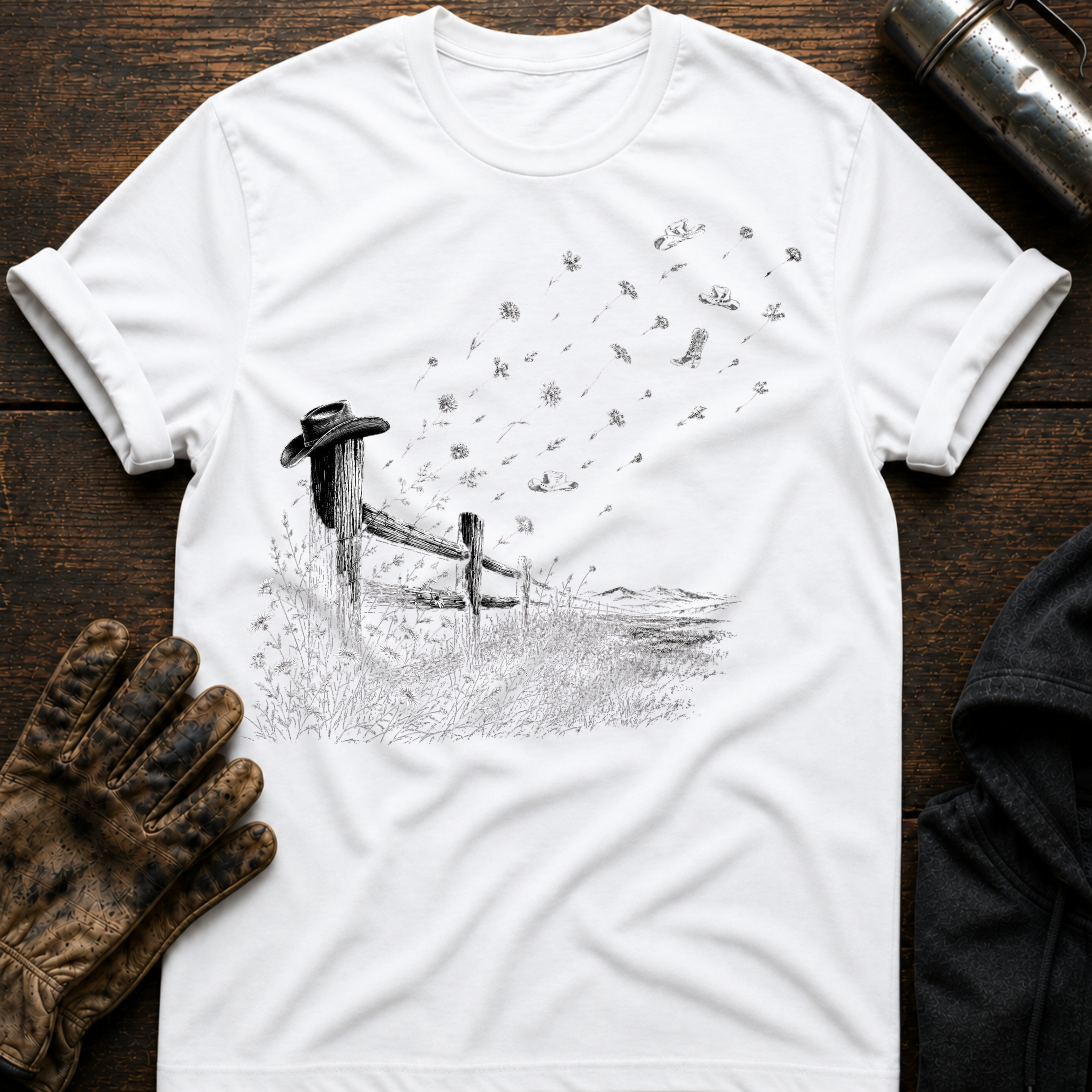 Wooden Fence Flowers T-Shirt